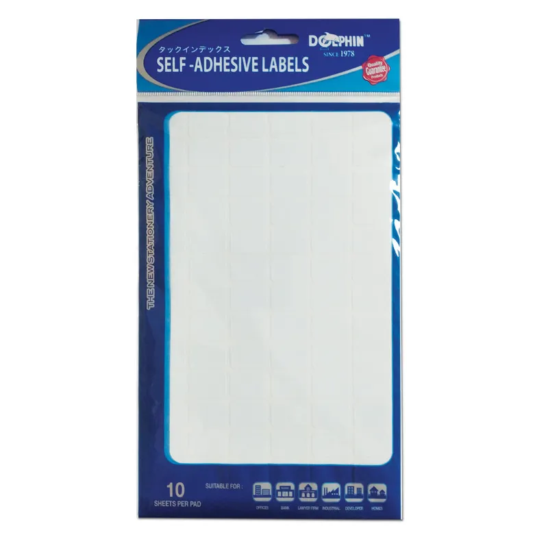 White Labels [Pk 10] 13*19mm, 90 Labels/Sheet Dolphin