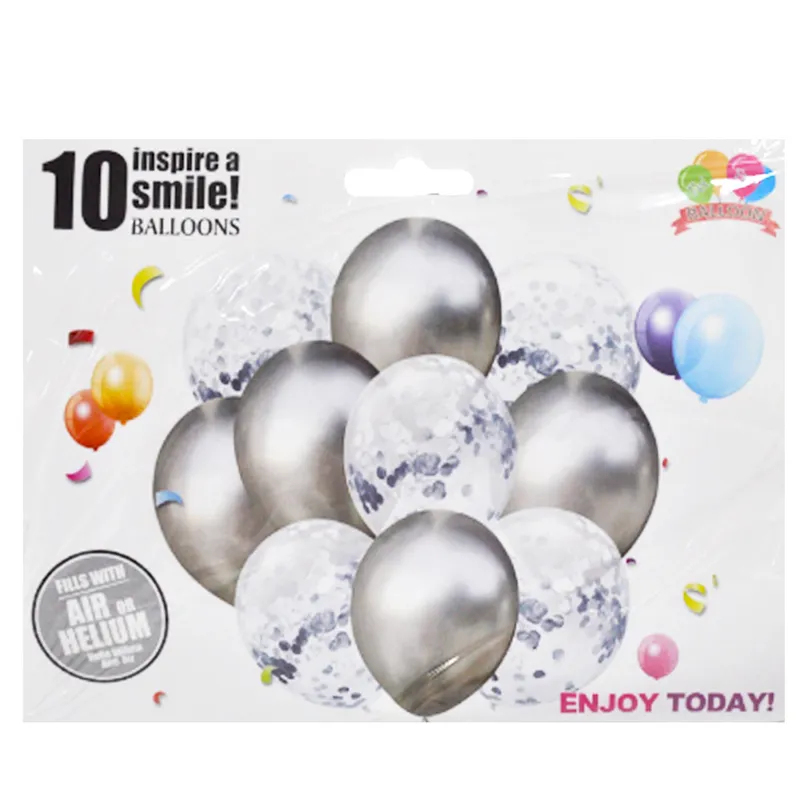 Birthday Balloons Ref YW3206-2A75P Silver Set [10pcs] FW