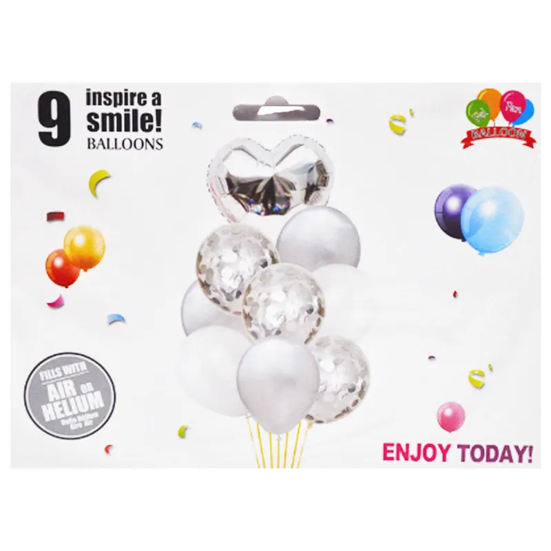 Birthday Balloons Ref YW3207-2A25P Silver Set [9pcs] FW