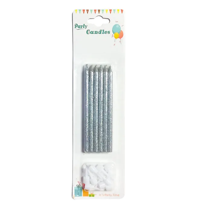 Candles Silver Glitter [Pk 12] WTC