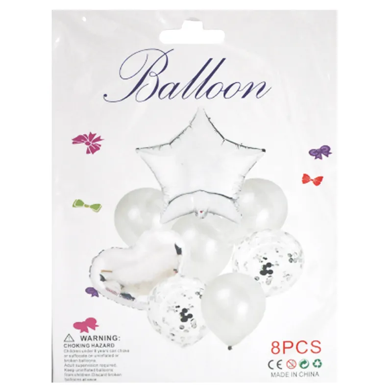 Birthday Balloons Ref YW3197-2A3P Silver Set [Pk 8] FW