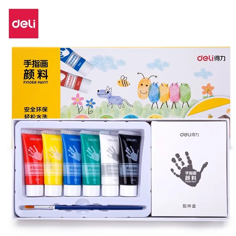 Finger Paint Ref 73871 6 Colours, 20ml Deli