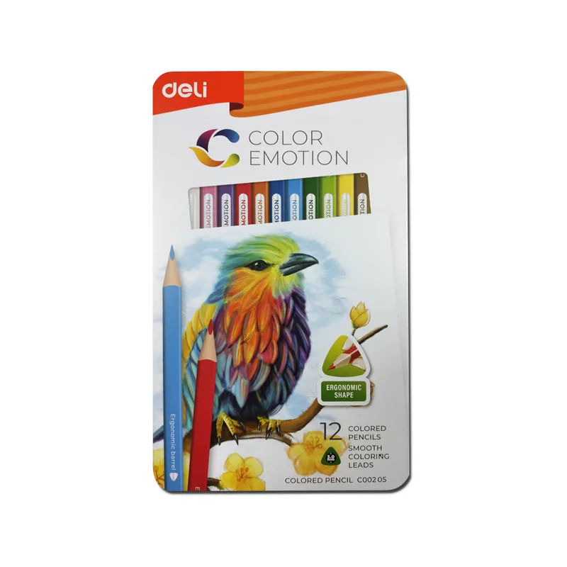 Colored Pencil Ref C00205 12 Color Emotion, Ergonomic Shape, Metal Box Deli