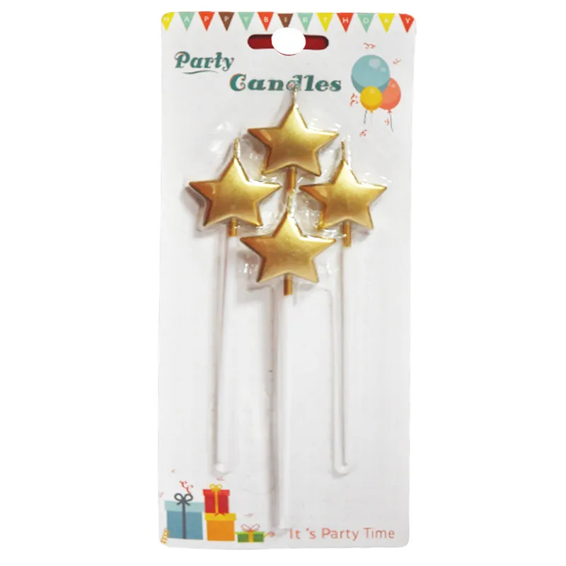 Candles Party Gold Star - Pack of 4 WTC
