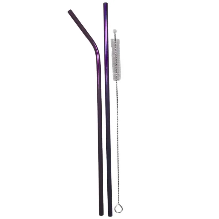Straw Inox 2 Pcs with brush , Assorted Colors JF
