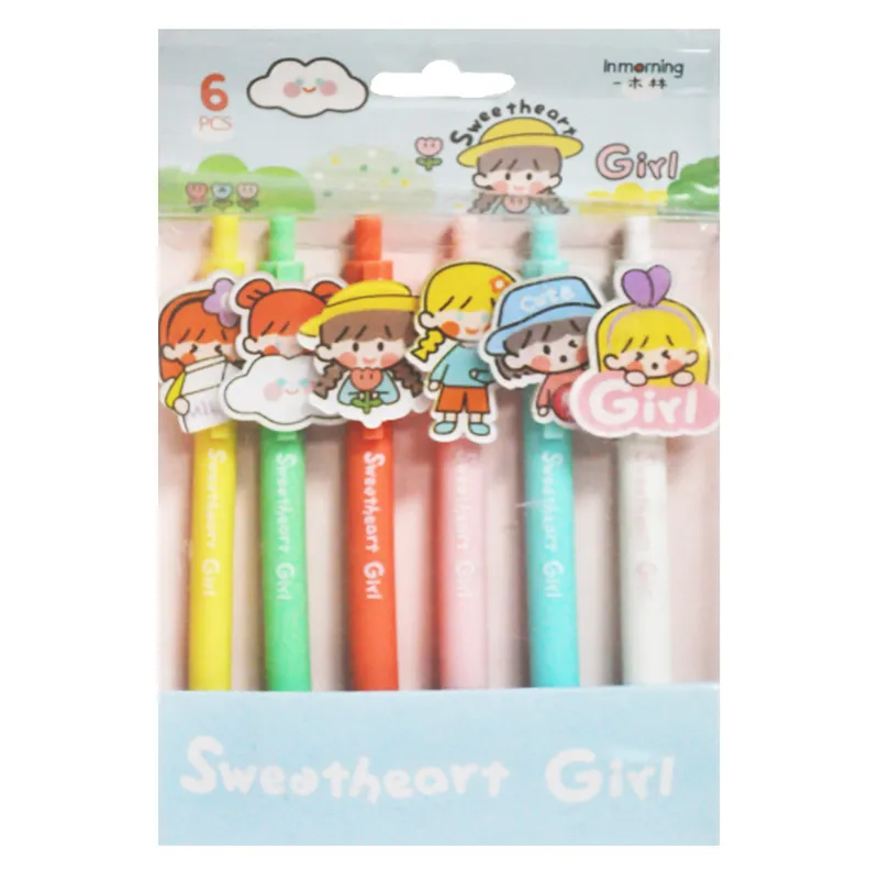 Gel Pen Ref 672 Black Ink - Sweetheart Girl Pk 6 MeliMelo