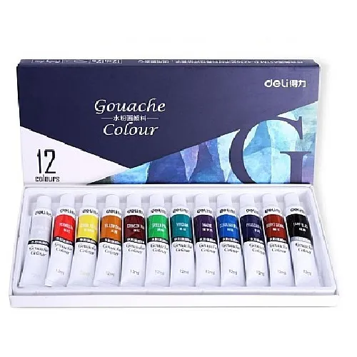 Gouache Colour Ref 73853 12 Colours, 12ml Deli