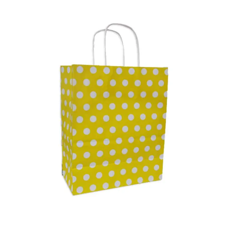 Paper Gift Bag Kraft  Yellow Polka dot, size: 27*22*11 WTC