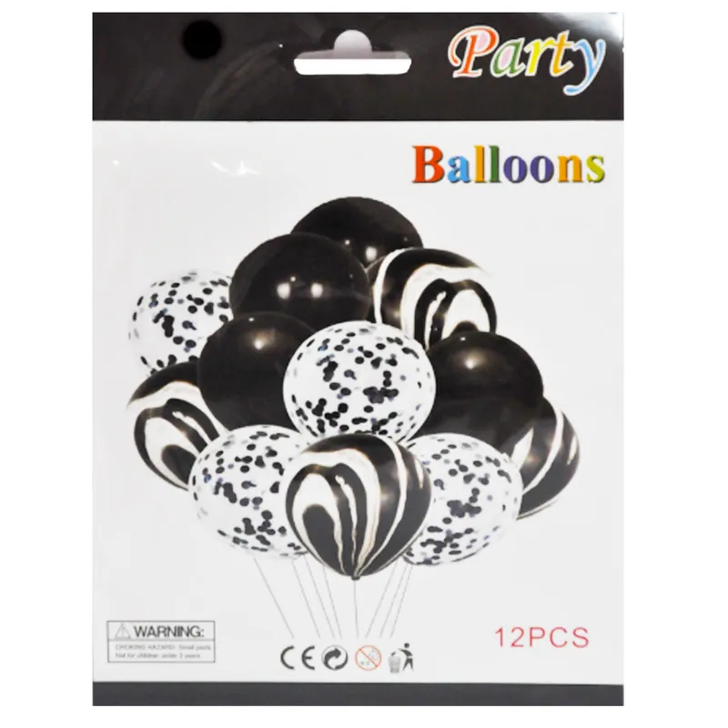 Birthday Balloons Ref YW3199-2A6P Black and White Set [12pcs] FW